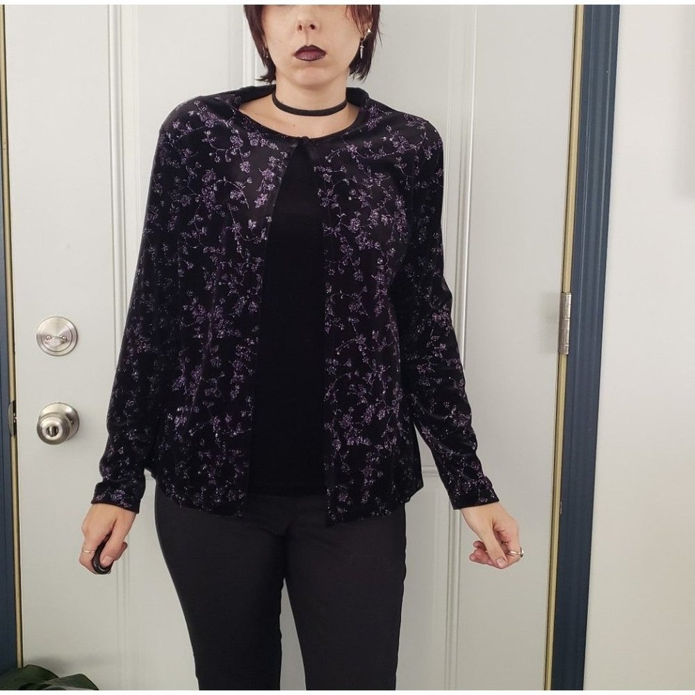 Purple Glitter Velvet Top